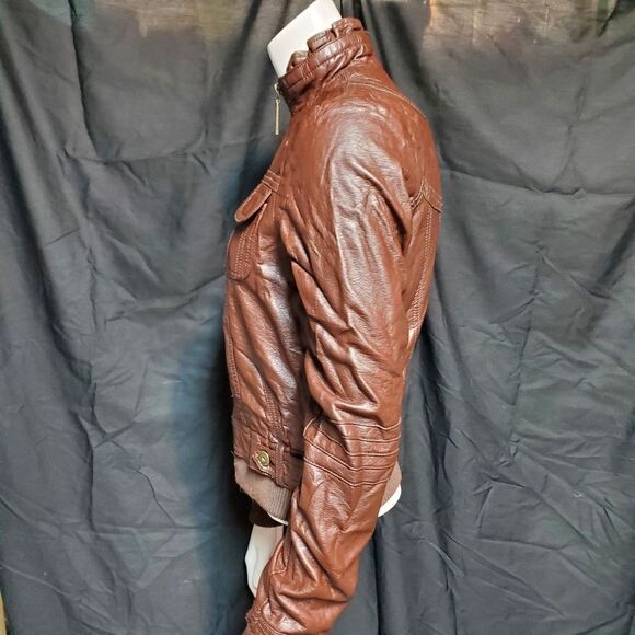 Jou Jou Brown Faux Leather Jacket (Extra‐Small) - Picture 3 of 5